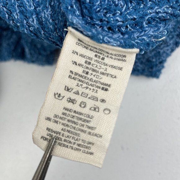 Free People Sweater Women's Size Medium‎ Edessa Blue Off The Shoulder Viscose - Picture 7 of 10